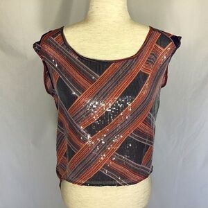 American Rag Size XS Blouse Aspen High Low Sequins Top Multicolor Party Holiday